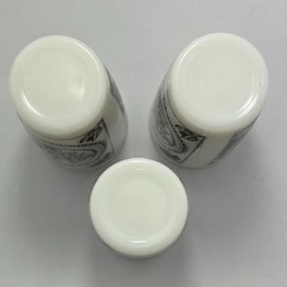 RARE Vtg Hazel Atlas Milk Glass Tumblers Love Birds Embossed Dutch Folk Art Set* - Picture 6 of 9